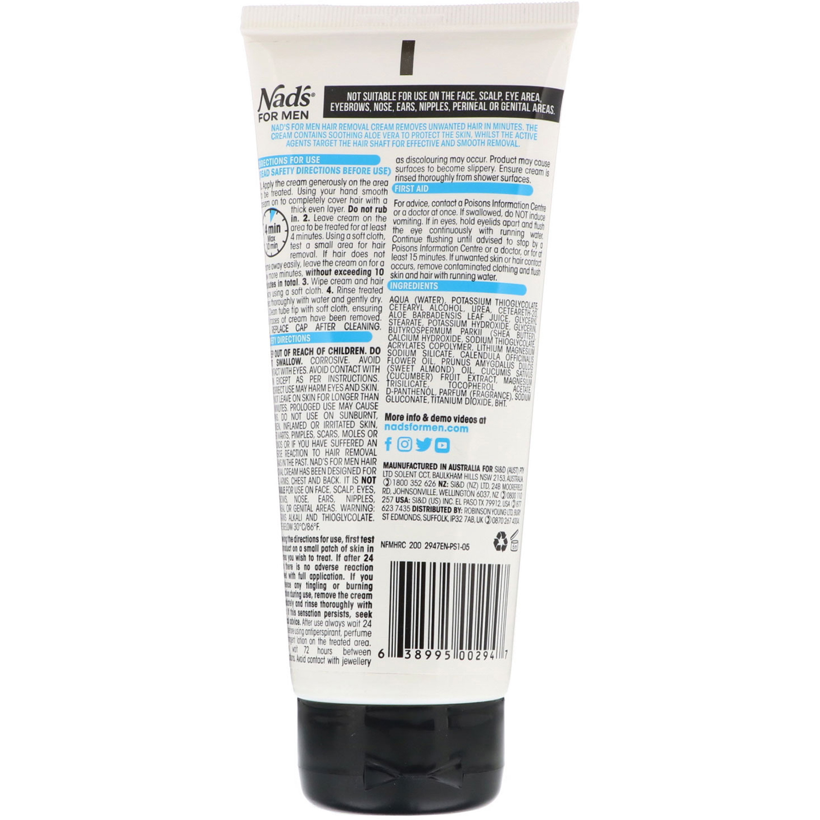 Nad's, Hair Removal Cream, For Men, 6.8 fl oz (200 ml) - Imagem 2