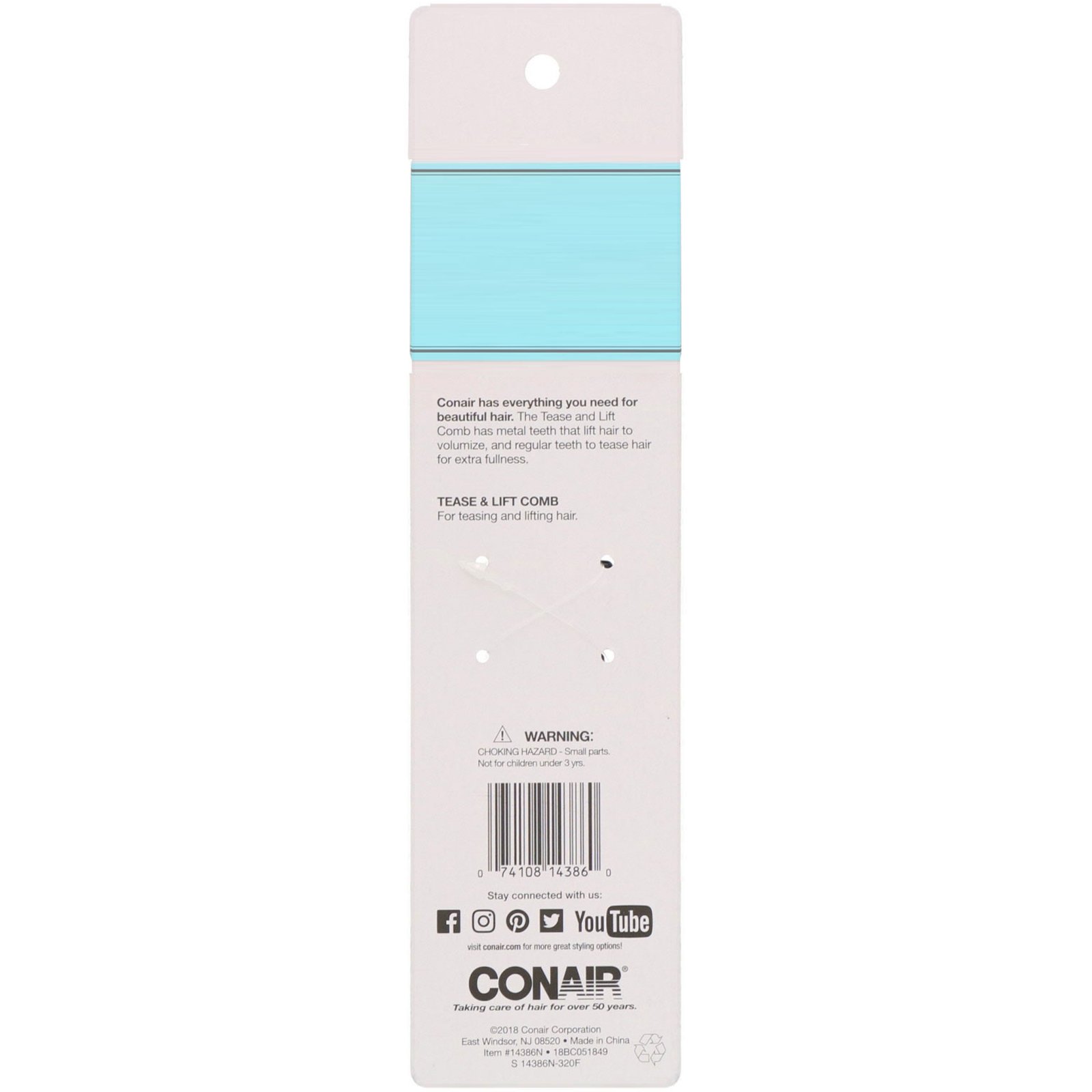 Conair, Volumize & Fullness, dois pentes em um; pente Tease & Lift, 1 pente - Imagem 3