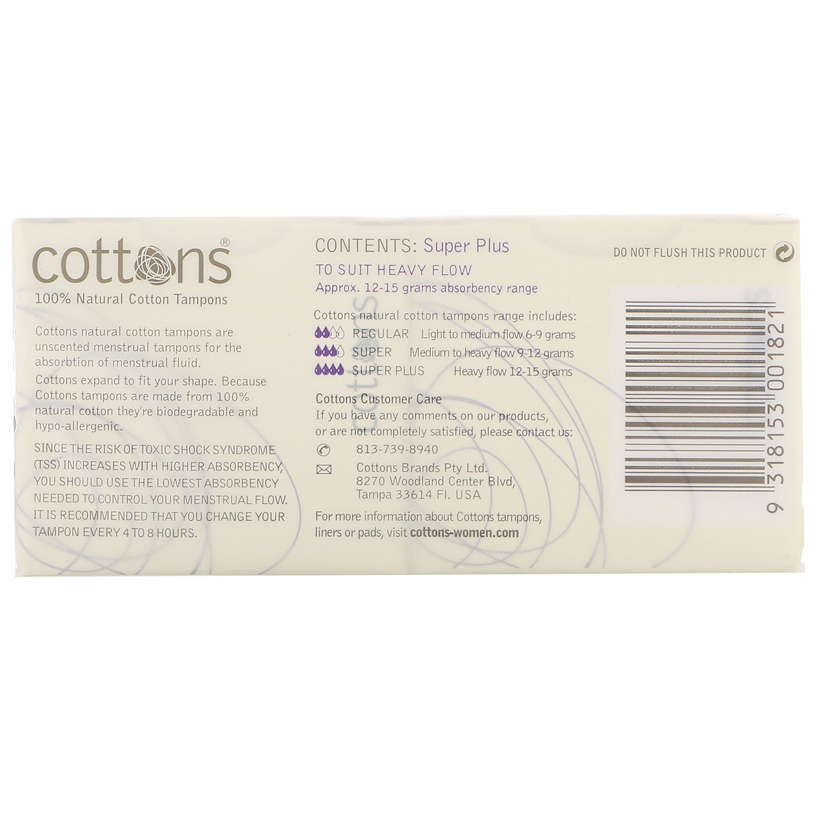 Cottons, Absorventes Internos de Algodão 100% Natural, Super Plus, Sem Perfume, 16 Absorventes Internos - Imagem 2