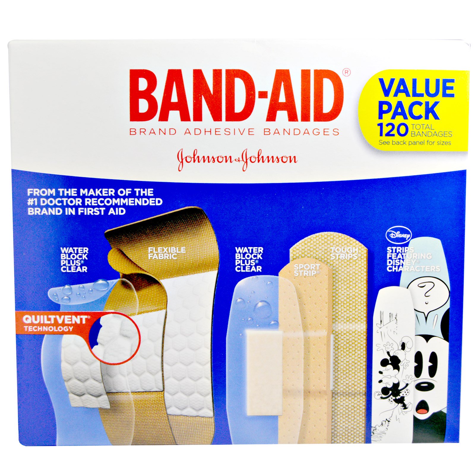 Band Aid, Tiras adesivas, Atadura, Melhor Opção, 5 Caixas, 120 Ataduras