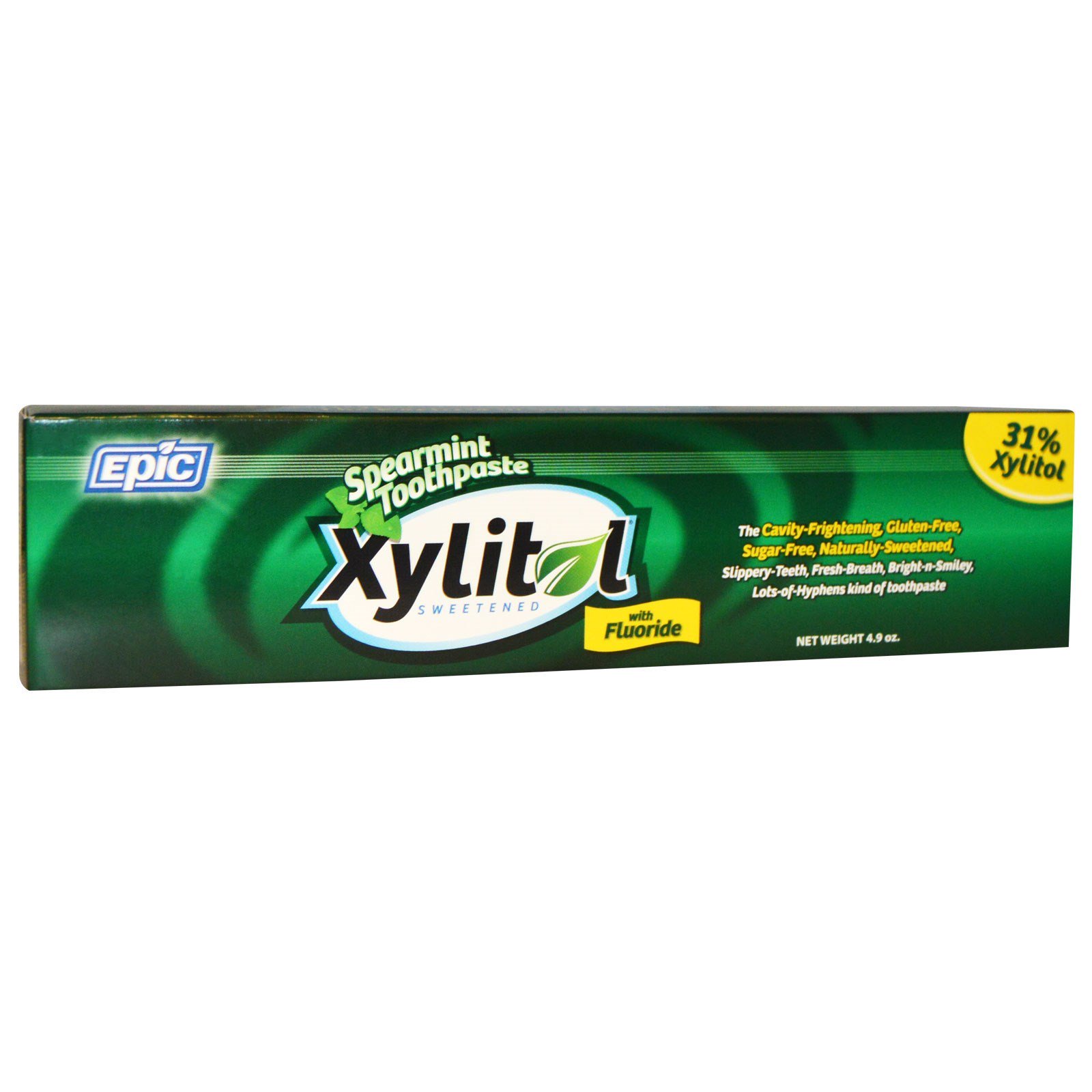 Epic Dental, Adoçado com Xilitol, Pasta de Dente de Hortelã com Flúor, 4.9 oz