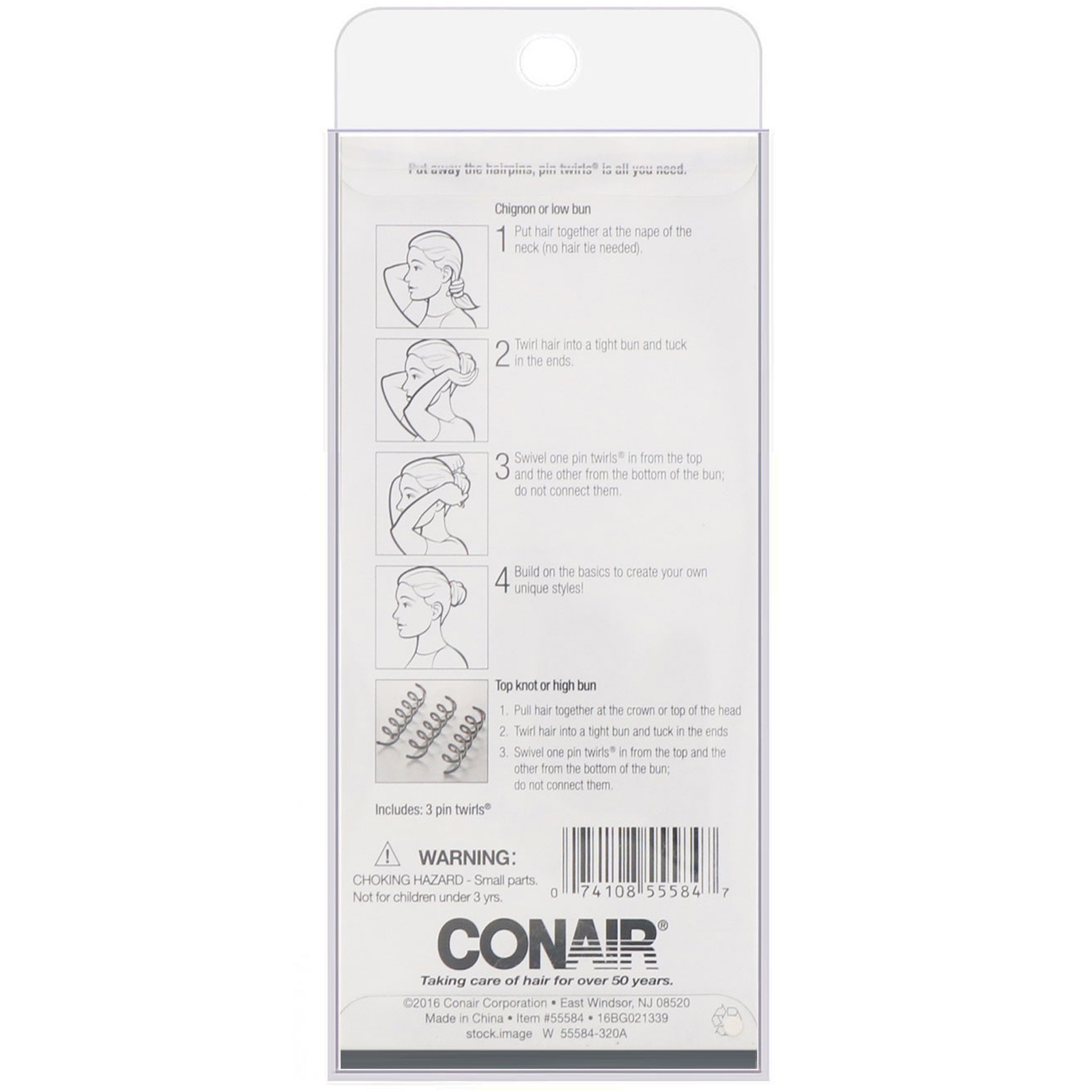 Conair, Grampo espiral, grampos espirais metálicos, 3 peças - Imagem 2
