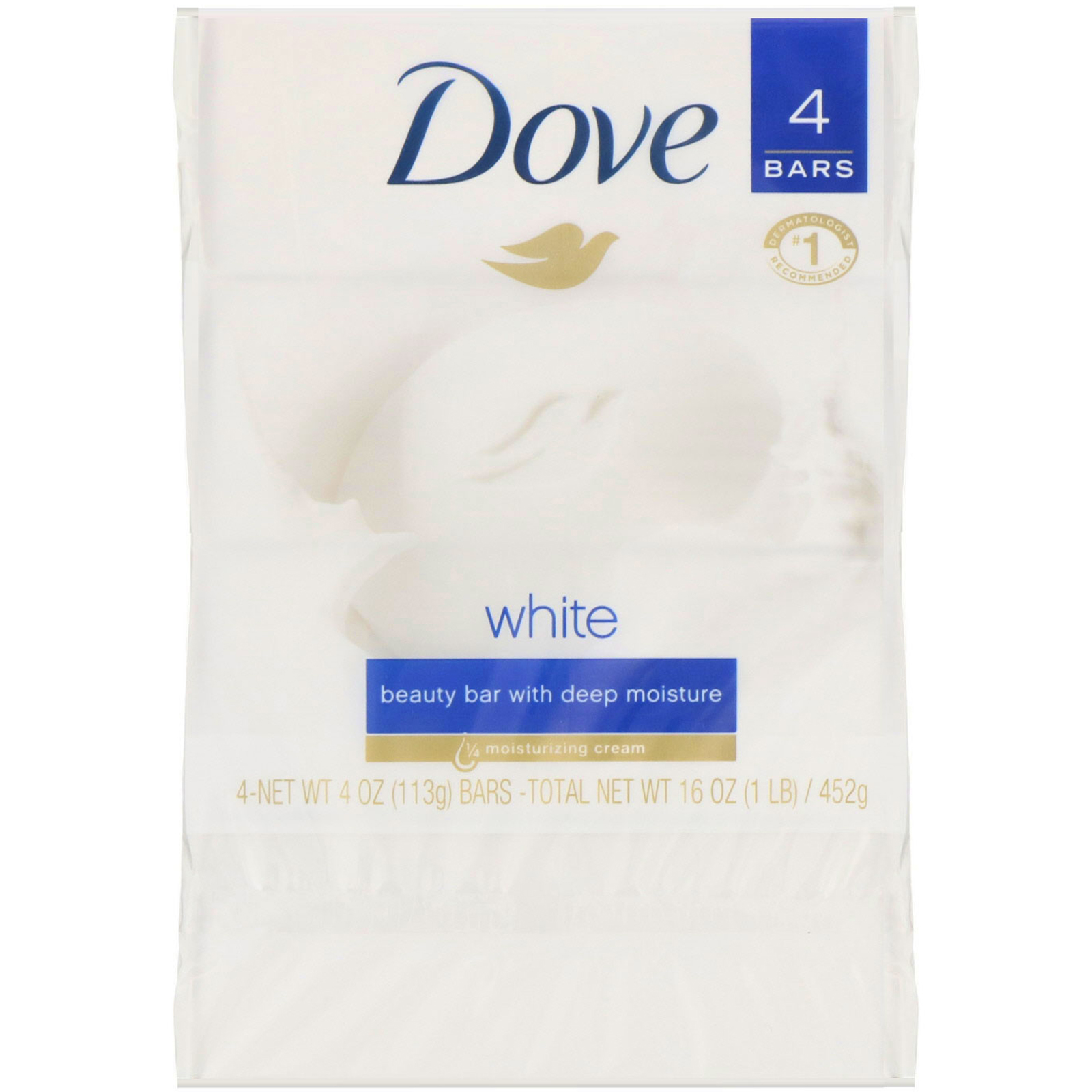 Dove, Sabonete de beleza em barra branco, 4 barras, 113 g cada