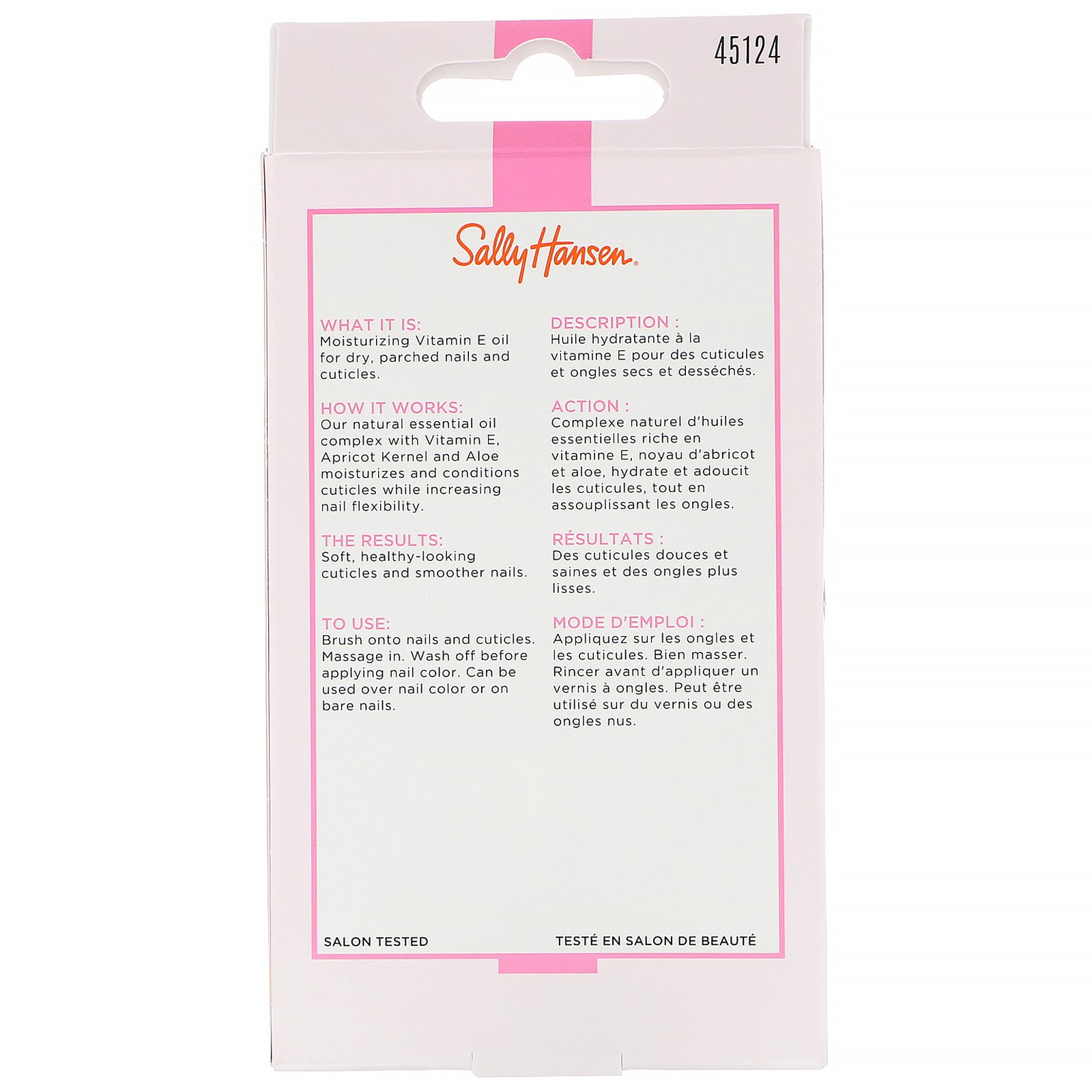 Sally Hansen, Óleo para cutícula e unhas com vitamina E, 0,45 fl oz (13,3 ml) - Imagem 2