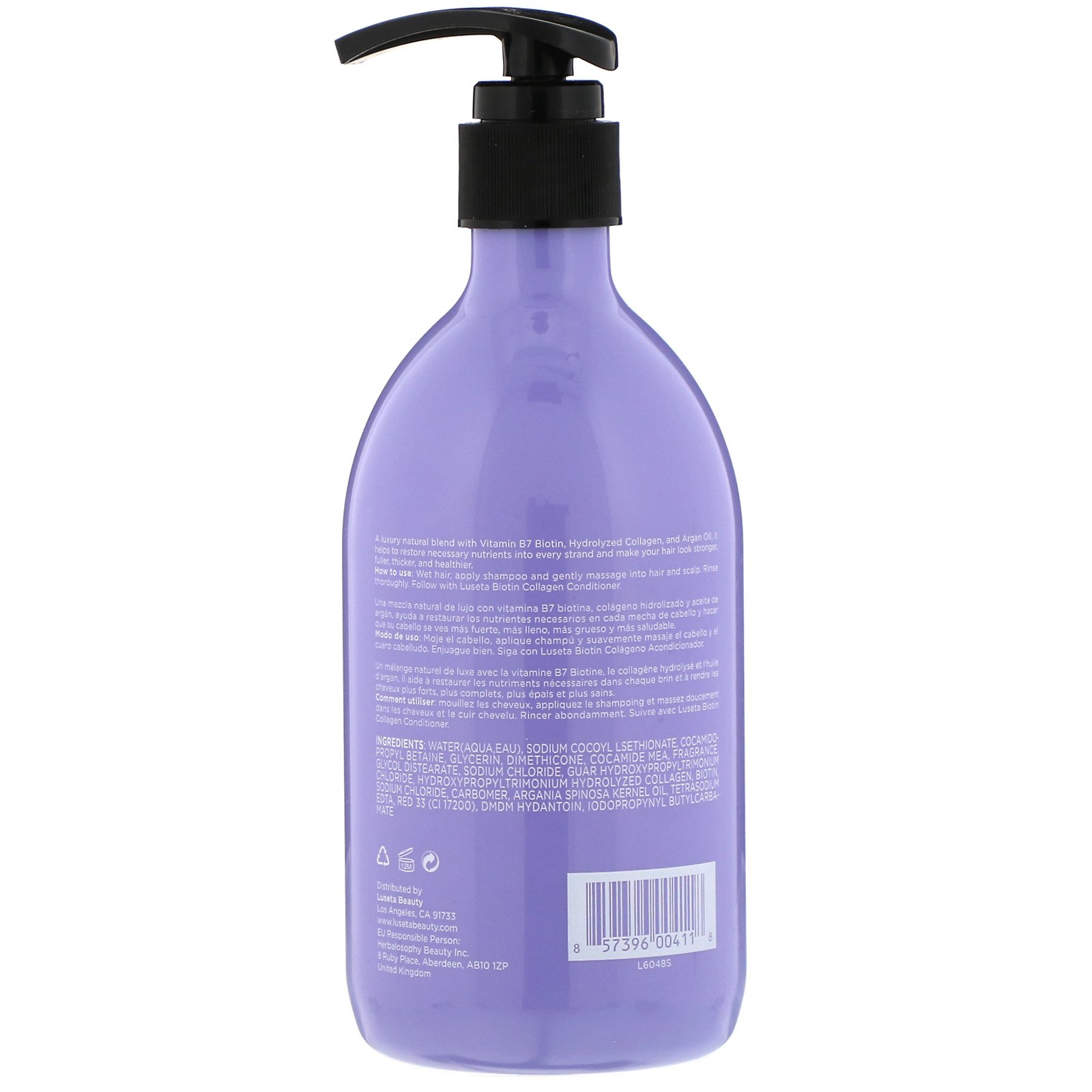 Luseta Beauty, Biotin & Collagen, Shampoo, 16.9 fl oz (500 ml) - Imagem 2