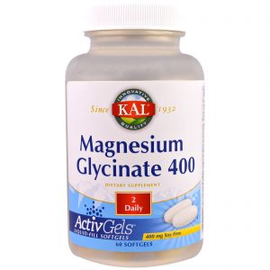 KAL, Glicinato de Magnésio 400, Sem Soja, 400mg, 60 cápsulas