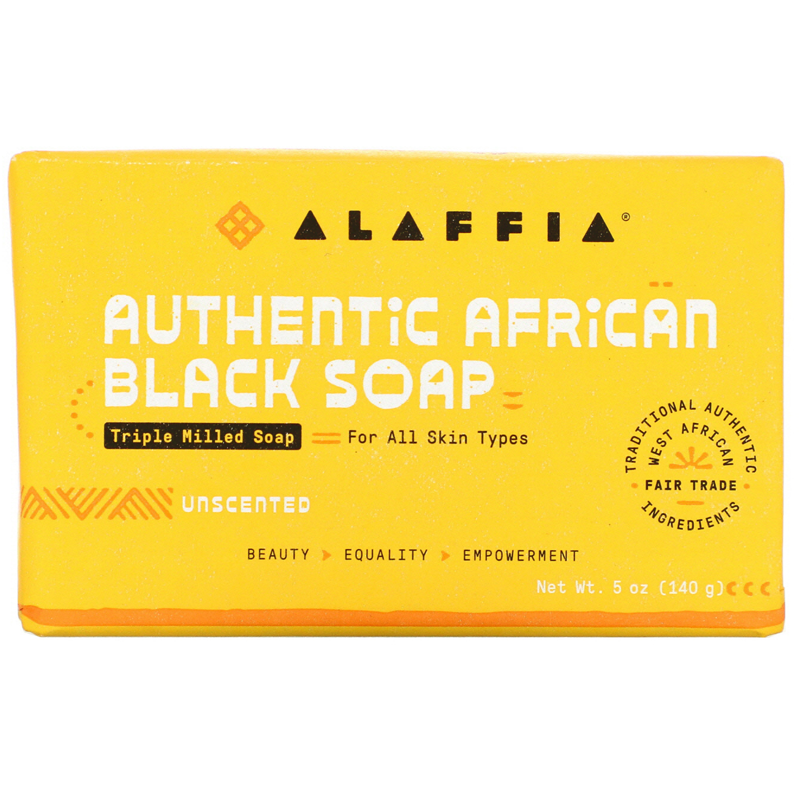 Alaffia, Authentic African Black Soap Triple Milled Soap, Unscented, 5 oz (140 g) - Imagem 2