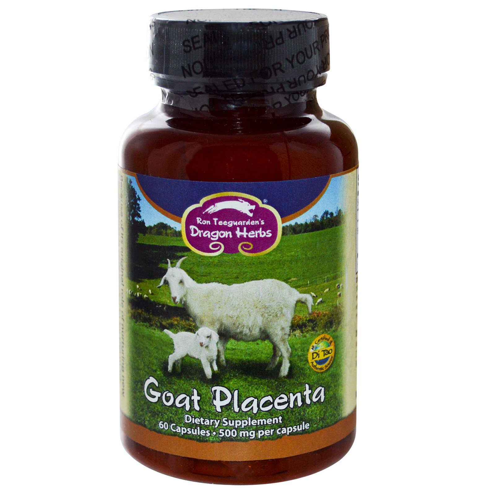 Dragon Herbs, Placenta de Cabra, 500 mg, 60 Cápsulas