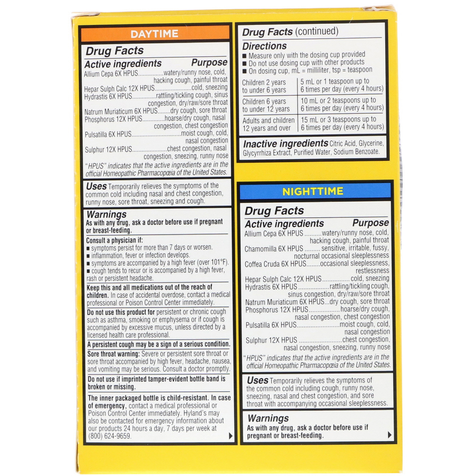 Hyland's, 4 Kids, Cold 'n Cough, Day & Night Value Pack, Age 2-12, 4 fl oz (118 ml) Each - Imagem 3