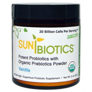 Sunbiotics, Probióticos Potentes com Prebióticos Orgânicos em Pó, Baunilha, 57 g (2 oz)