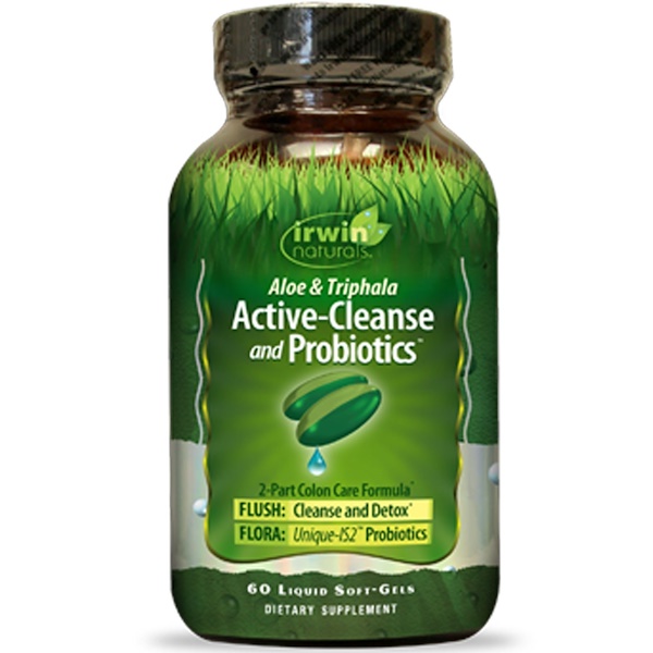 Irwin Naturals, Aloe e Triphala Limpeza Ativa e Probióticos, 60 Soft-Gels Líquidas