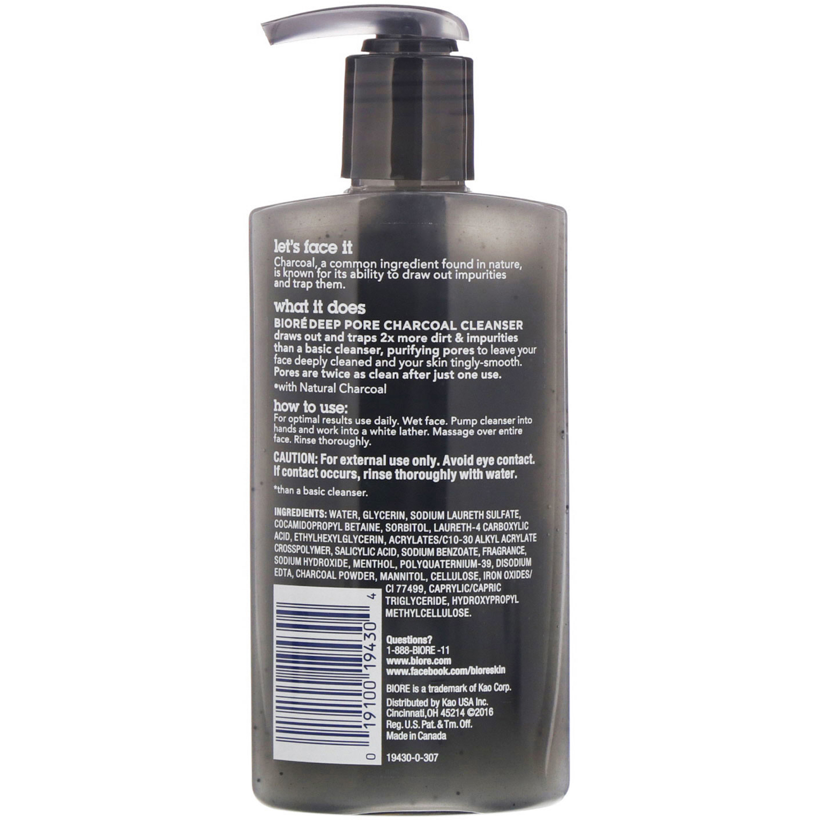 Biore, Limpador de poros de ação profunda com carvão vegetal, 6,77 fl oz (200 ml) - Imagem 2