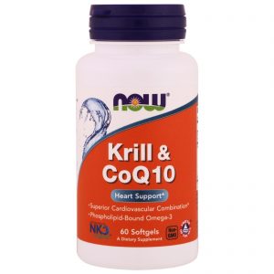 Now Foods, Krill e CoQ10, 60 Cápsulas Softgel