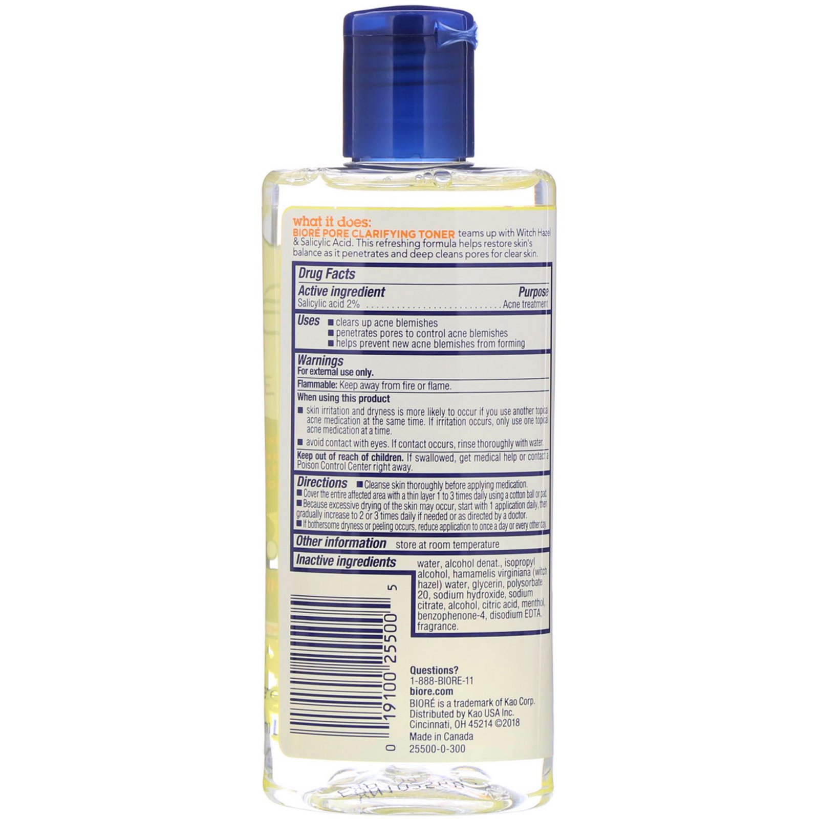 Biore, Tônico clareador de poros, hamamélis, 8 fl oz (236 ml) - Imagem 2