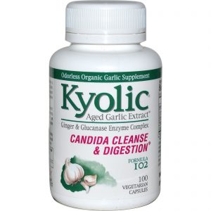 Kyolic, Extrato de Alho Envelhecido, Limpeza de Cândida e Digestão, Formula 102, 100 Cápsulas Vegetais