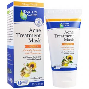 Earth's Care, Máscara de tratamento da Acne, 5% de Enxofre, 71 g
