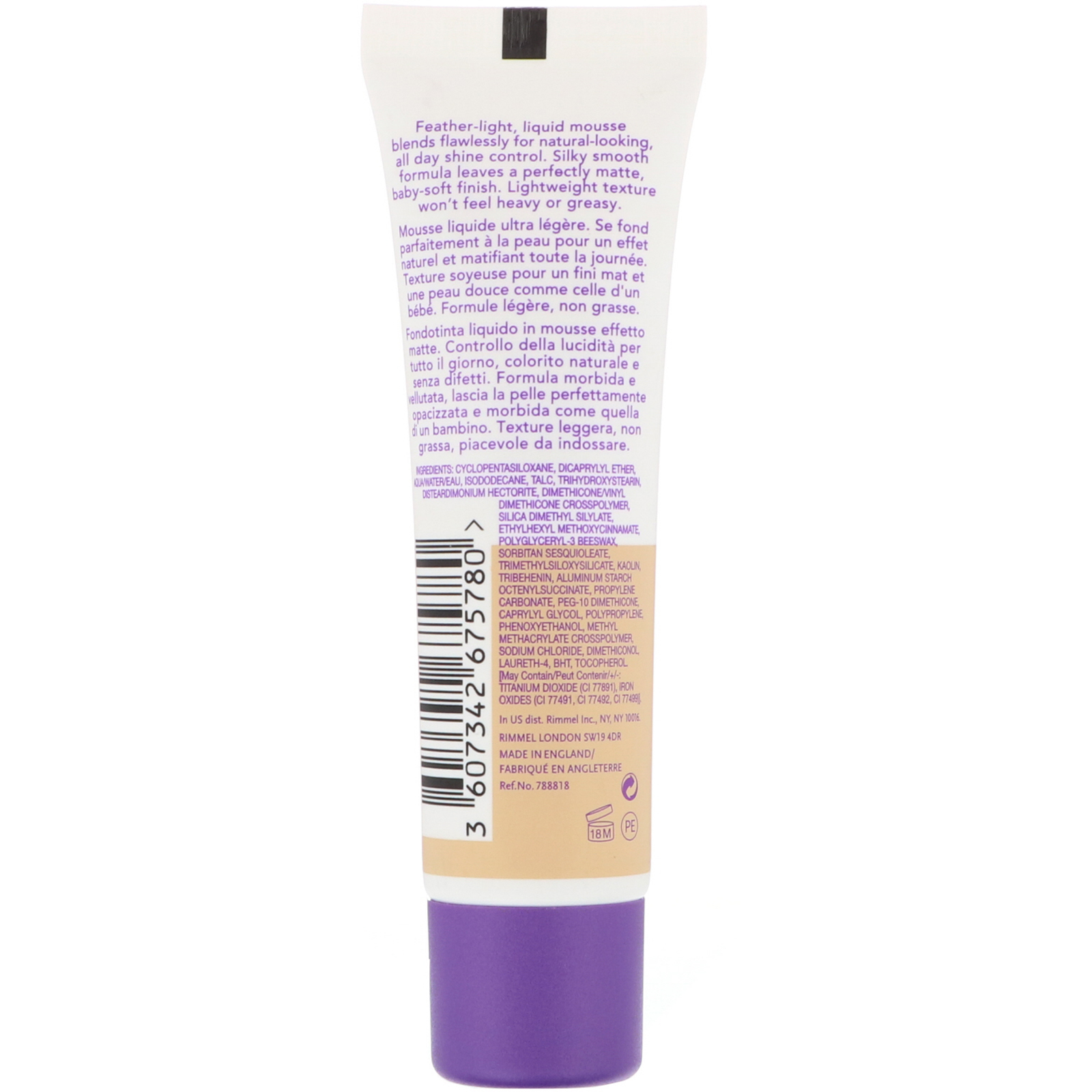 Rimmel London, Base em mousse líquido Stay Matte, 103 Marfim verdadeiro, 30 ml - Imagem 2
