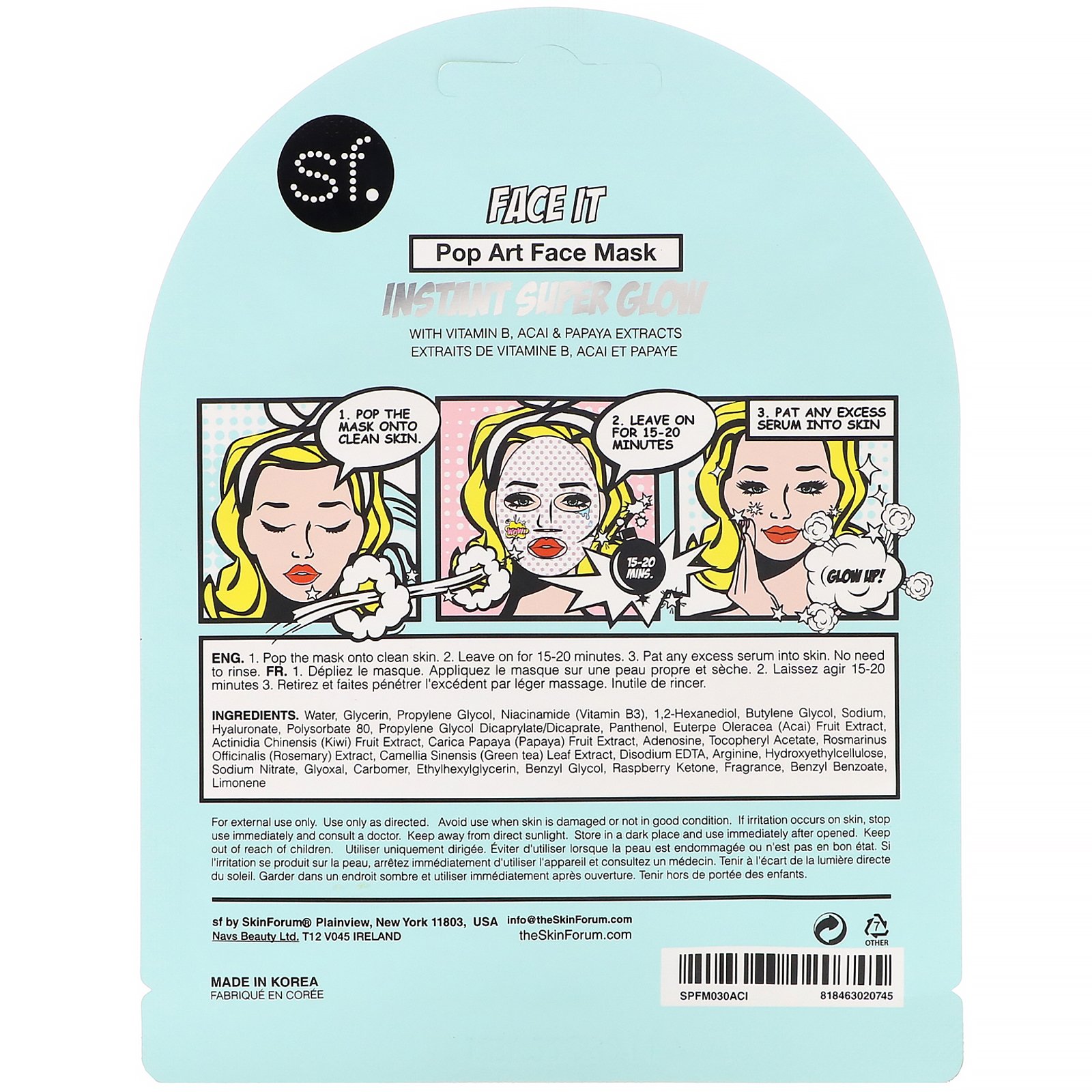 SFGlow, POP n' Glow, Face It, Máscara Facial Pop Art, 1 Unidade, 25 ml (0,85 oz) - Imagem 2