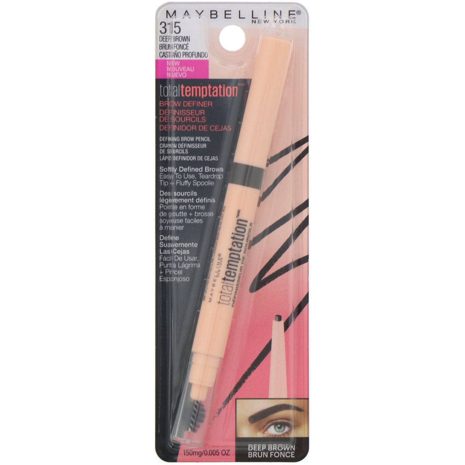Maybelline, Total Temptation, Corretor de sobrancelha, Deep Brown, 150 mg - Imagem 2