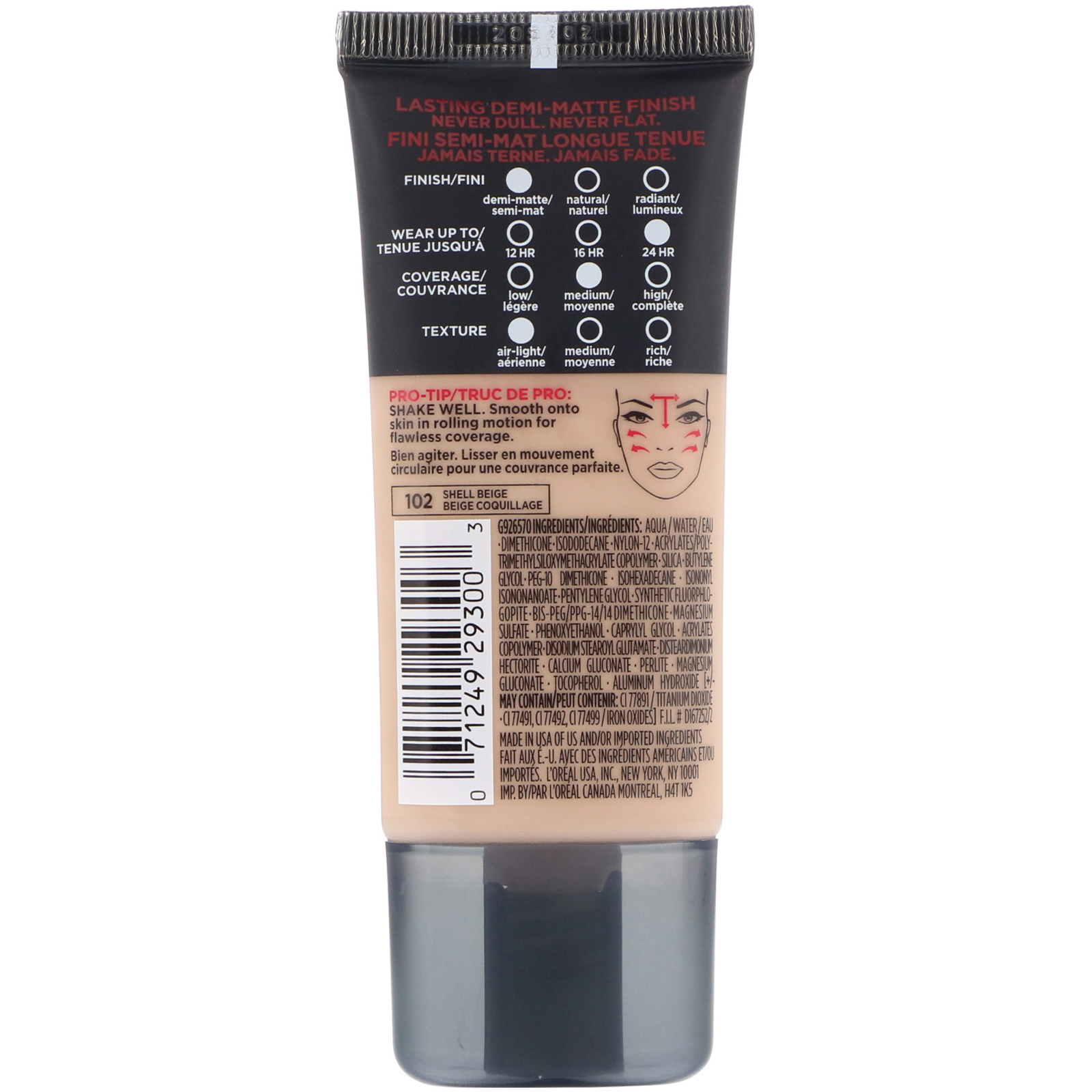 L'Oreal, Base Infallible Pro-Matte, Shell Beige 102, 30 ml - Imagem 2