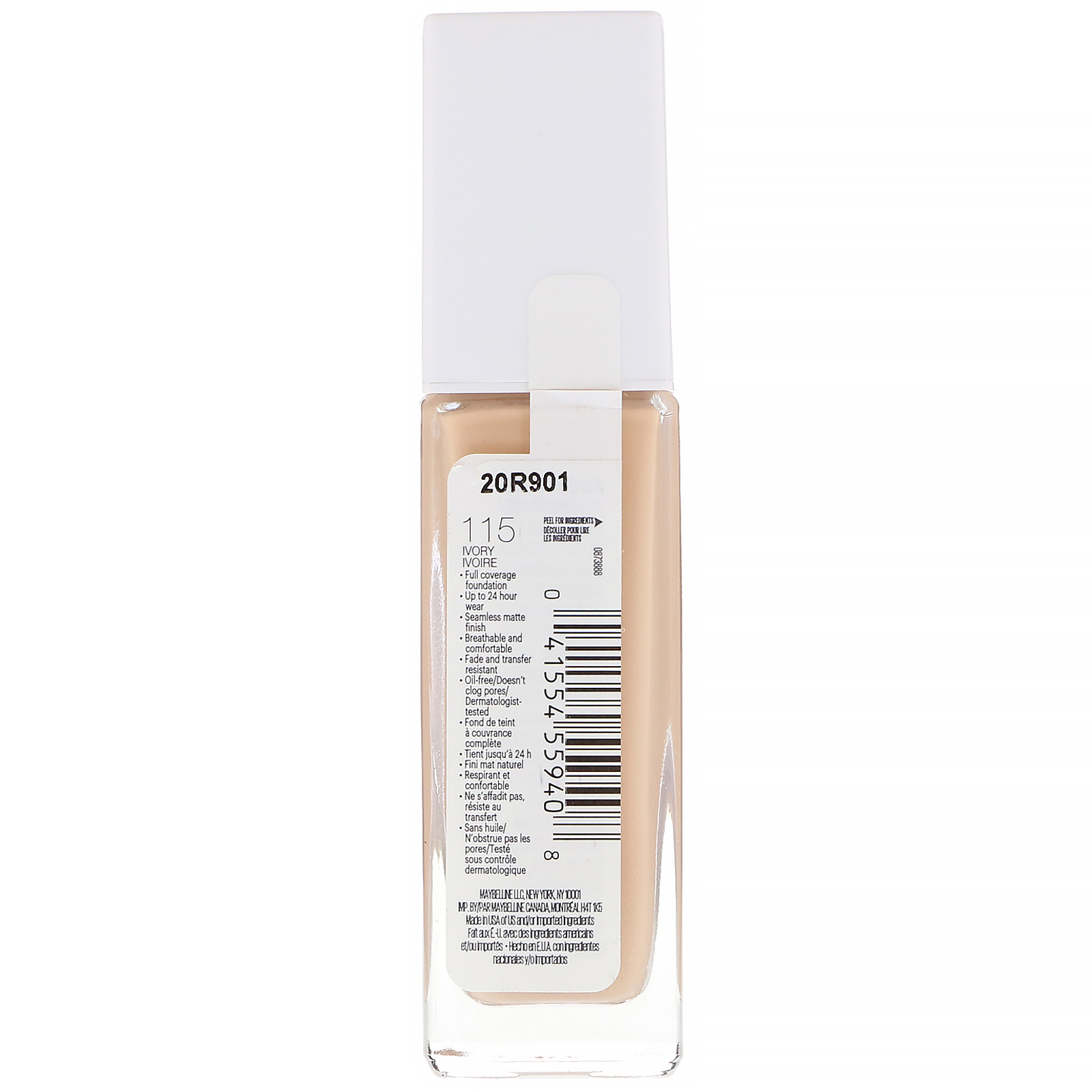 Maybelline, Super Stay, base de cobertura total, 115 Ivory, 30 ml - Imagem 2
