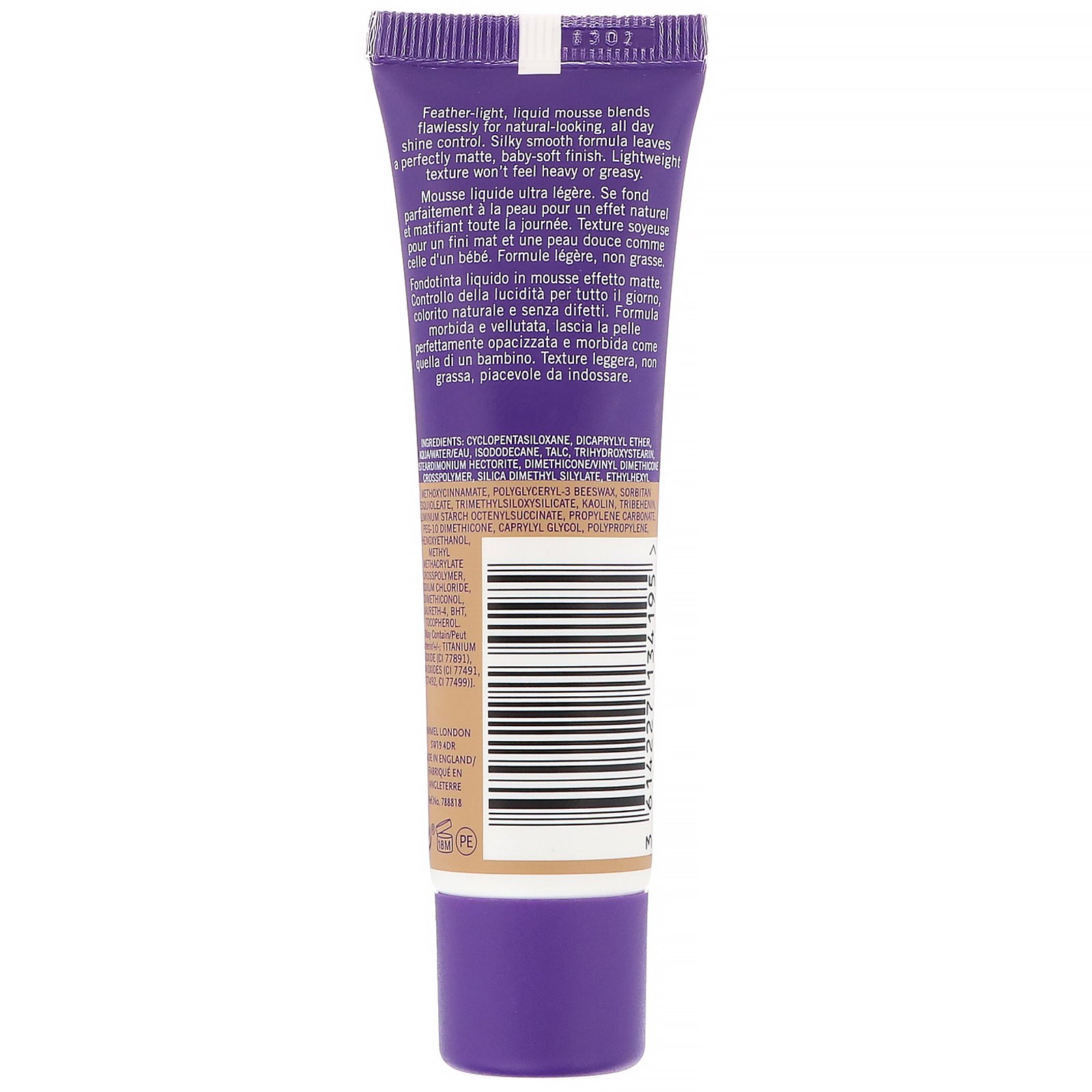 Rimmel London, Base matificante de cobertura total Stay Matte, 305 Buff, 30 ml - Imagem 2
