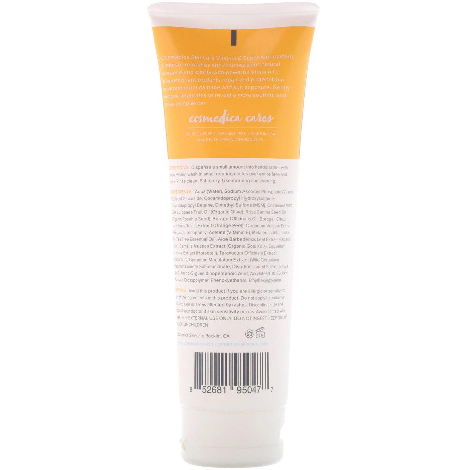 Cosmedica Skincare, Creme de Limpeza Facial com Vitamina C, Fórmula Superantioxidante, 4 oz (120 ml) - Imagem 2