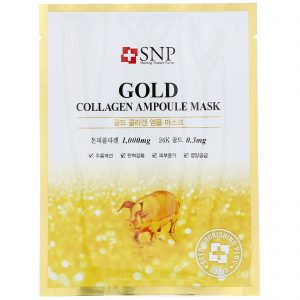 SNP, Máscara de Ampola de Colágeno Dourado, 10 Folhas, 25 ml (0,84 fl oz) Cada