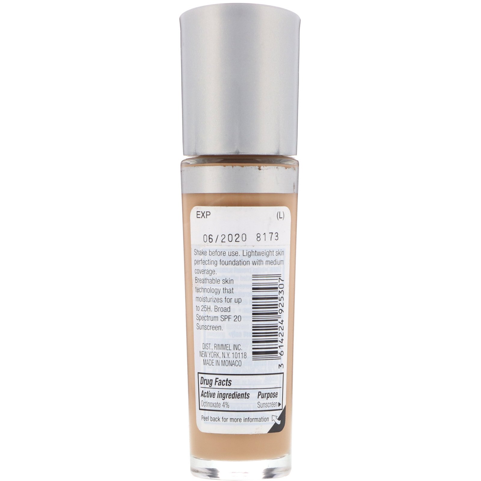 Rimmel London, Base de uso prolongado permeável Acabamento duradouro 25H, FPS 20, 400 Sand, 30 ml - Imagem 2
