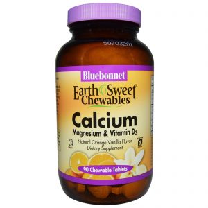 Bluebonnet Nutrition, Cálcio, Magnésio e Vitamina D3, Laranja e Baunilha, 90 Comprimidos Mastigáveis