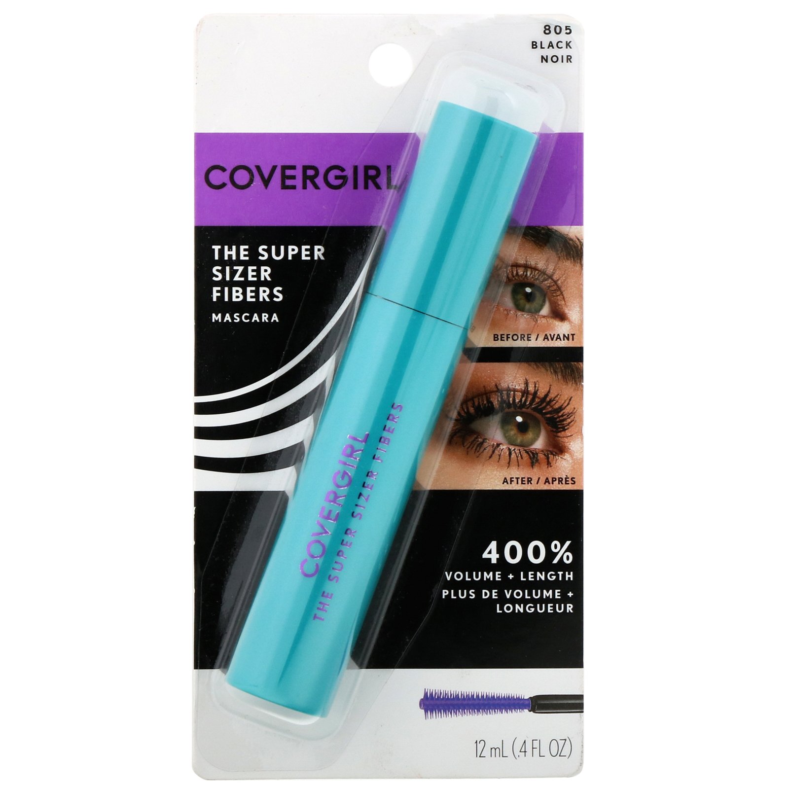 Covergirl, The Super Sizer Fibers, Mascara, 805 Black, .4 oz (12 ml) - Imagem 2