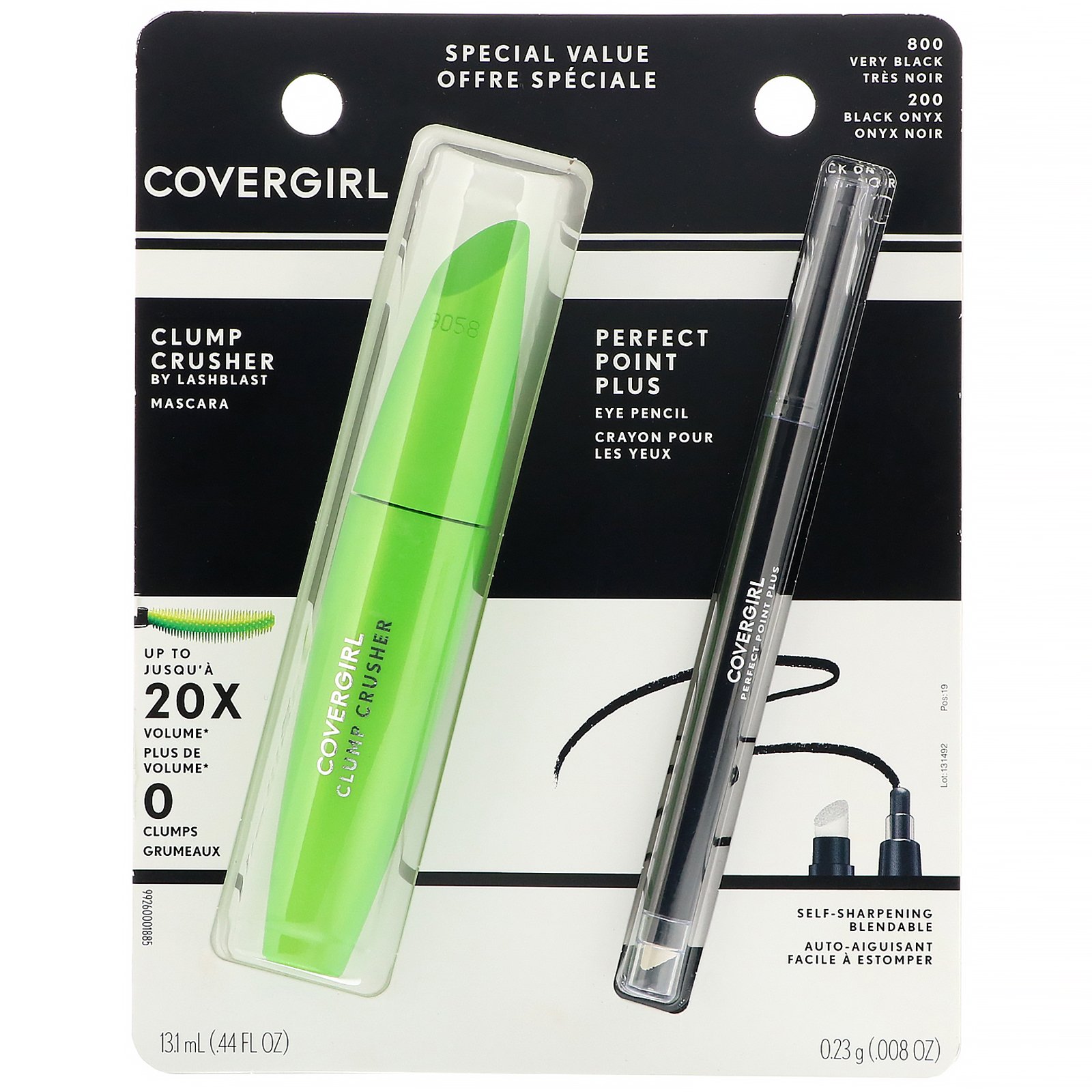 Covergirl, Lash Blast, Rímel Clump Crusher e Lápis de olho Perfect Point Plus, 800 Muito preto, 1 conjunto - Imagem 2
