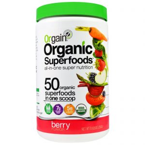 Orgain, Super Alimentação Orgânica, Super Nutrição Tudo em Um, Sabor Mirtilo, 280 g