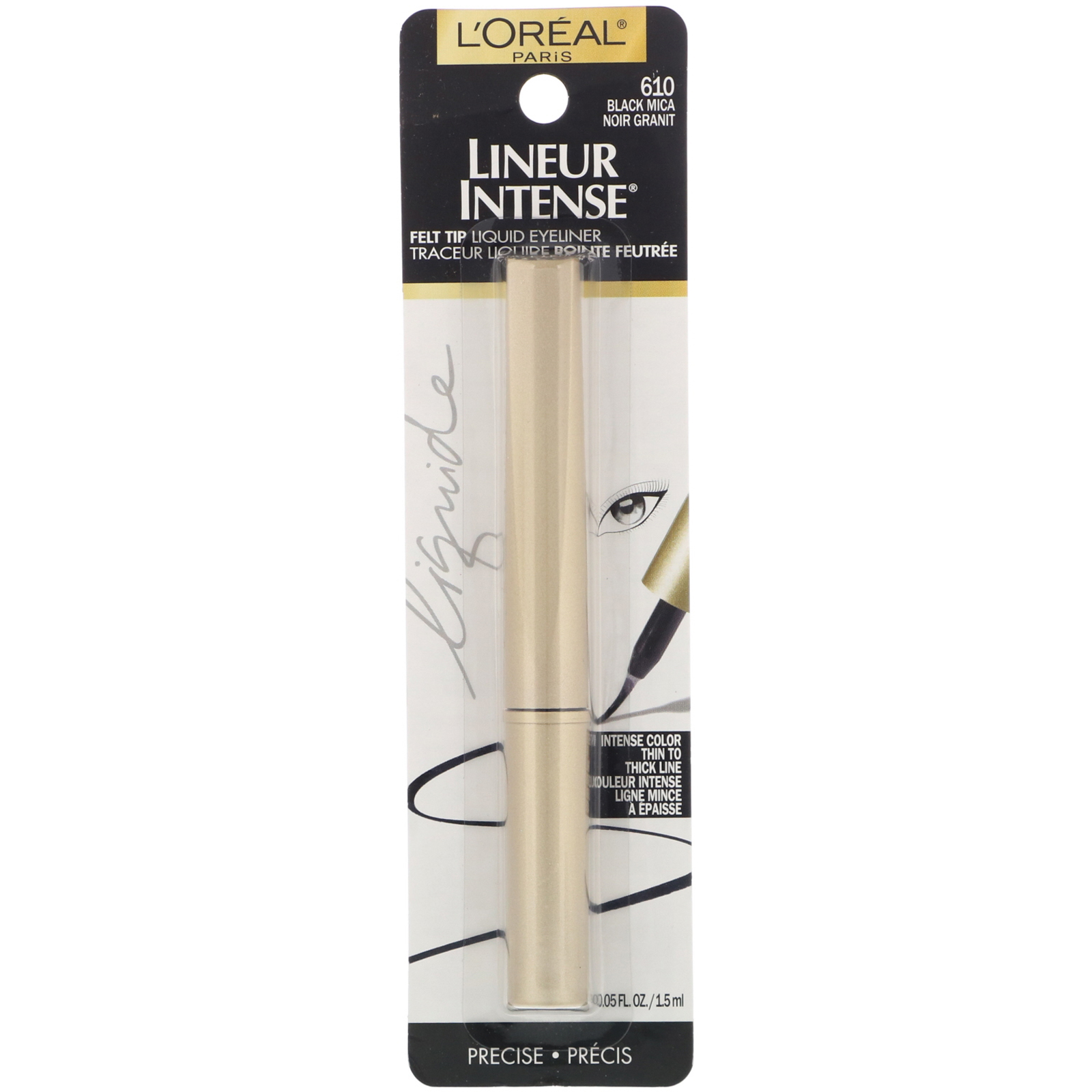 L'Oreal, Delineador líquido Lineur Intense Felt Tip, Black Mica 610, 1,5 ml - Imagem 2