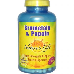 Nature's Life, Bromelaina e Papaína, 250 Cápsulas Vegetais