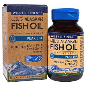 Wiley's Finest, Óleo de Peixe Selvagem do Alasca, EPA de Pico, 1250 mg, 30 Cápsulas Softgel de Peixe