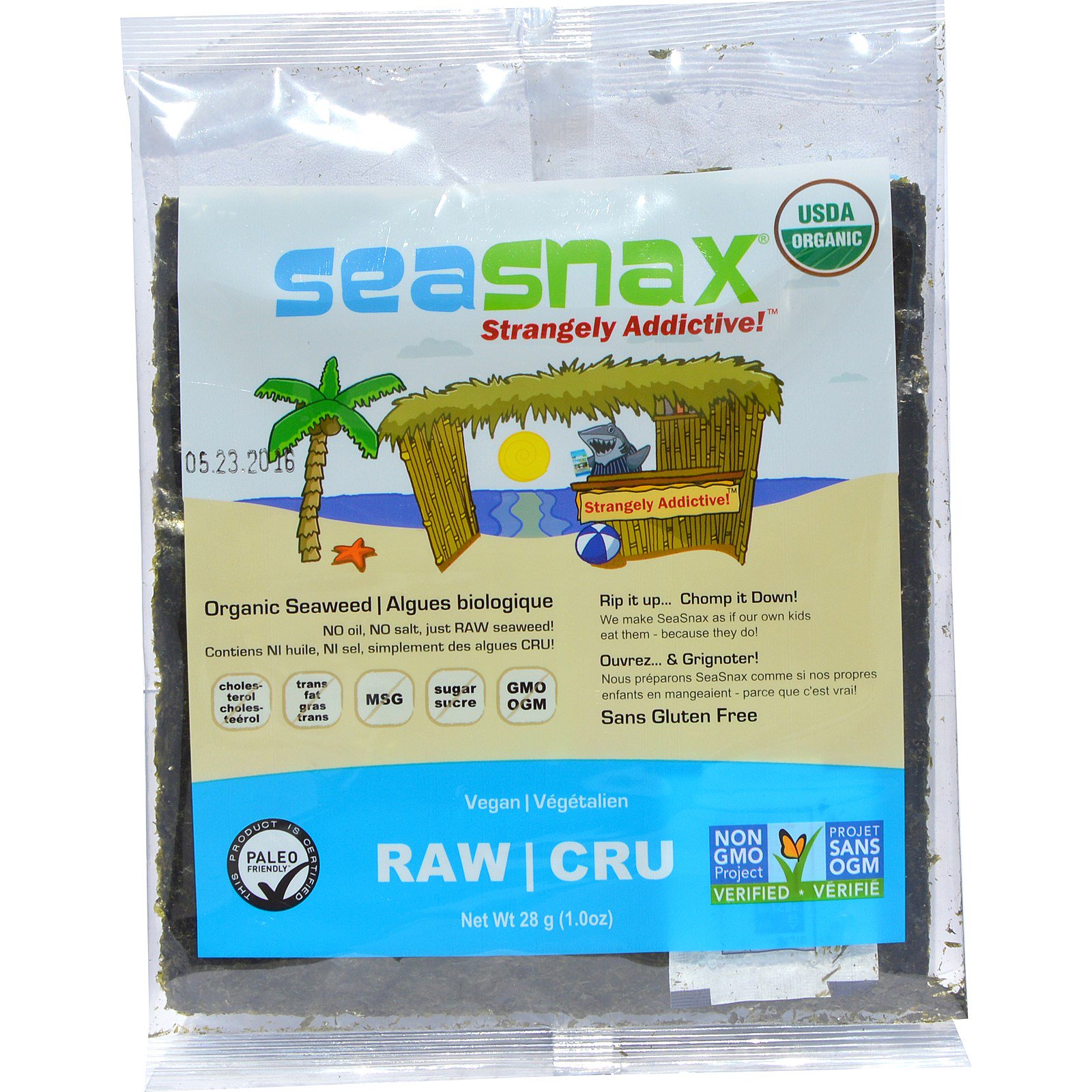 SeaSnax, Algas Marinhas Cruas Orgânicas, 28 g (1,0 oz)