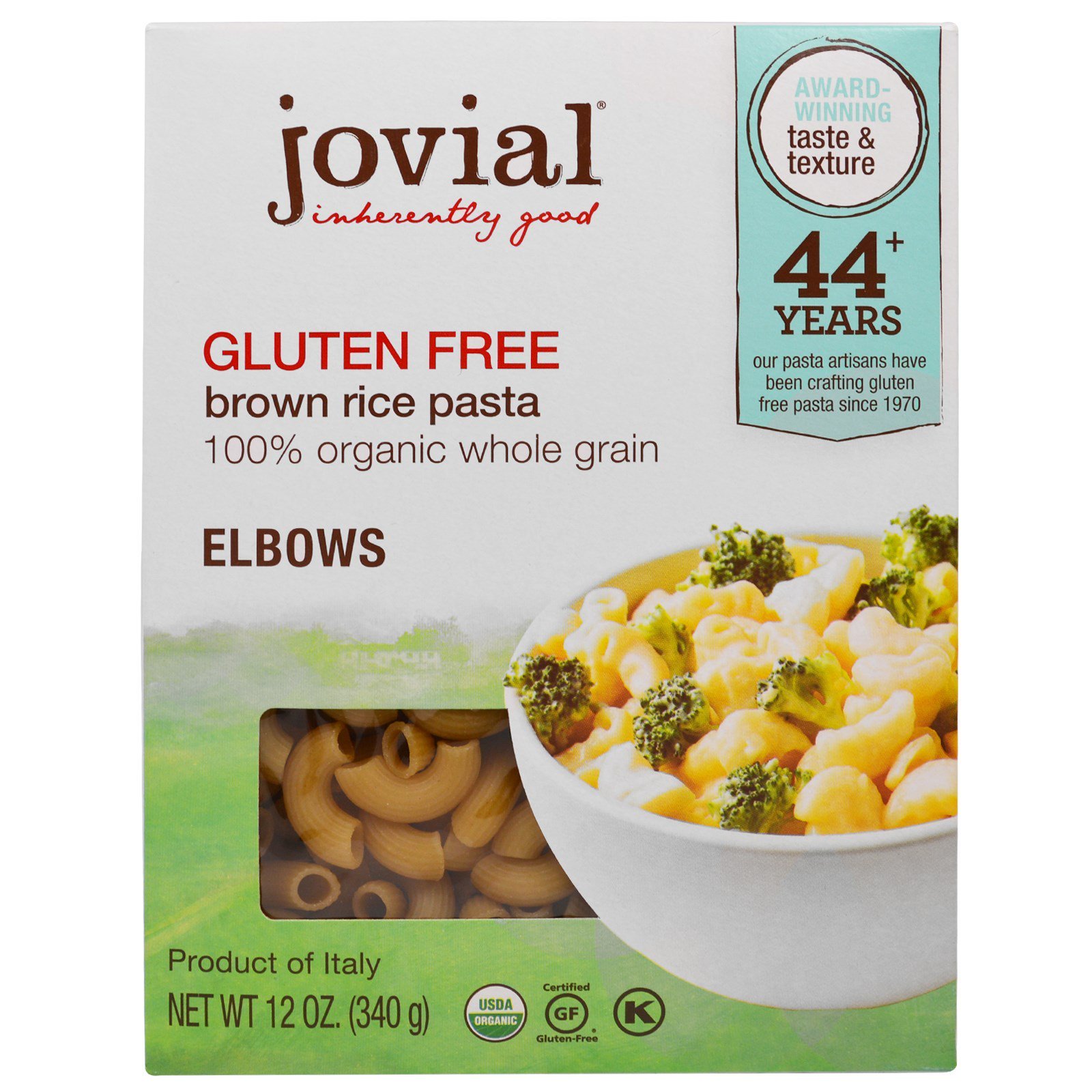 Jovial, Massa Orgânica de Arroz Castanho, Elbows, Sem Glúten, 12 oz (340 g)