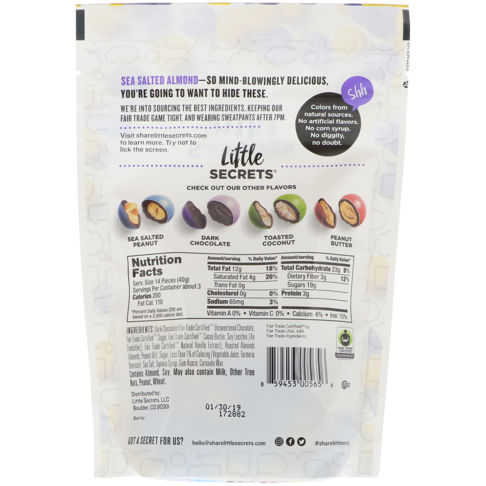 Little Secrets, Pedaços de Chocolate Amargo, Amêndoa com Sal Marinho, 128 g - Imagem 2