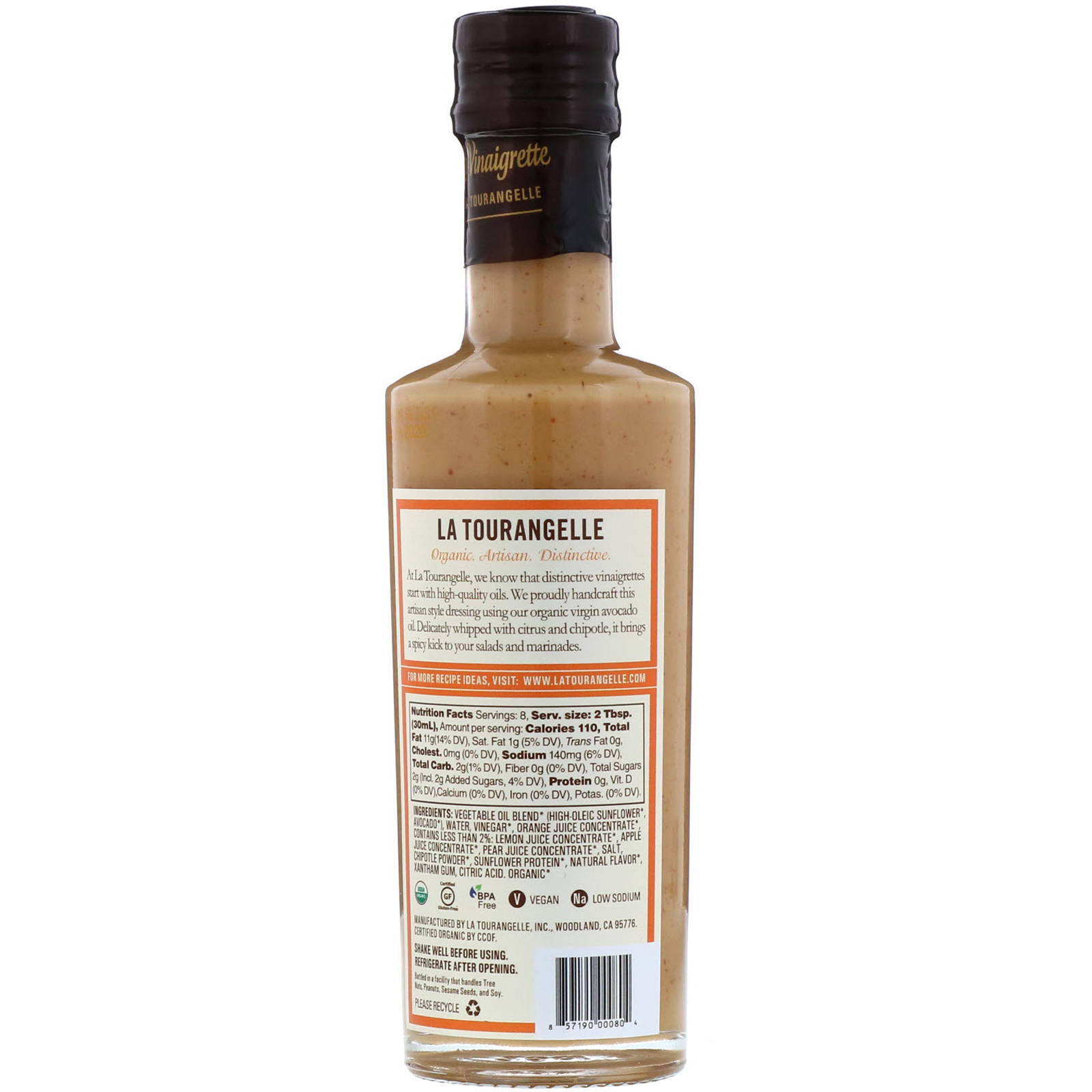La Tourangelle, Vinagrete Orgânico, Citrus e Chipotle, 8,45 fl oz (250 ml) - Imagem 2