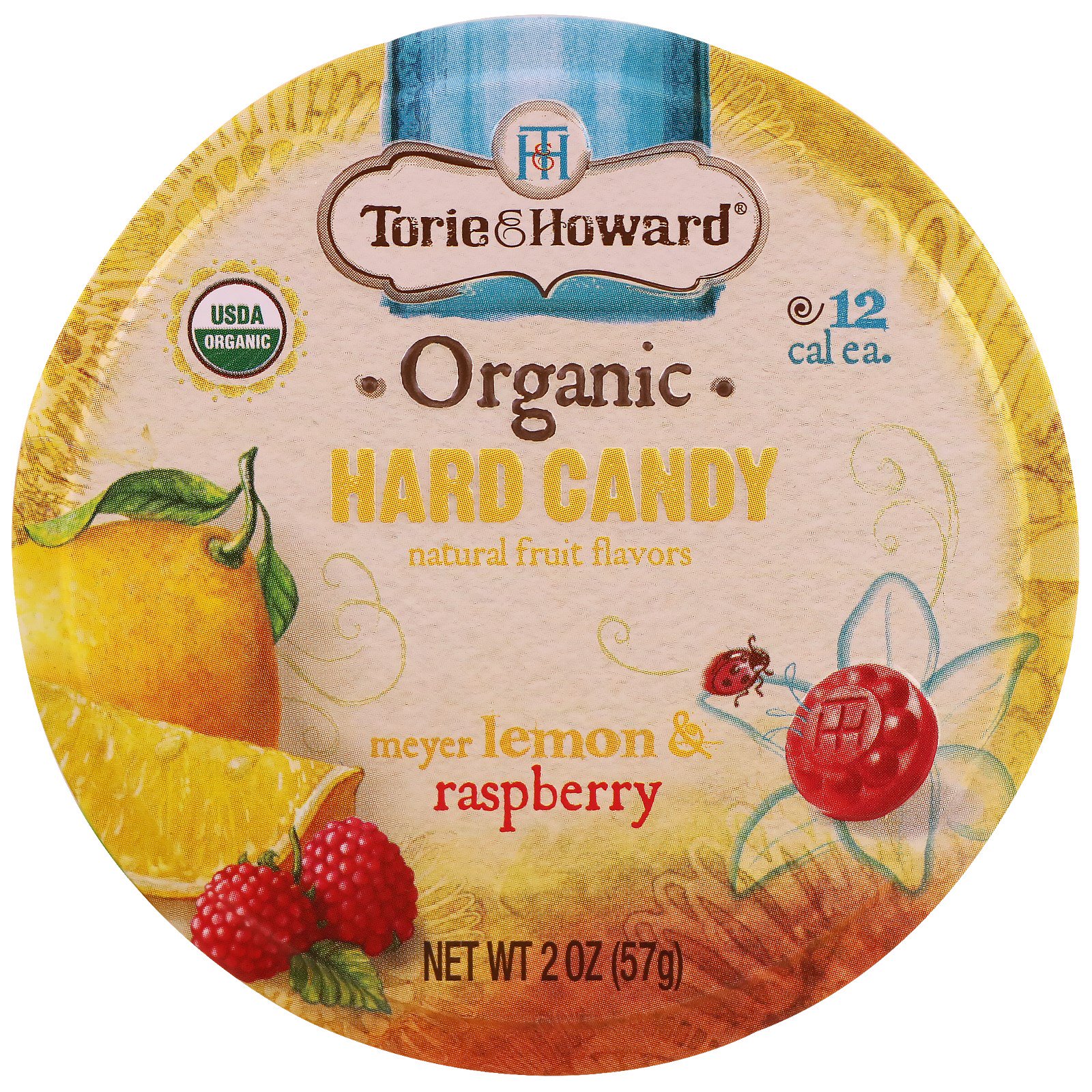 Torie & Howard, Balas Duras Orgânicas, Limão Meyer e Framboesa, 57 g (2 oz)