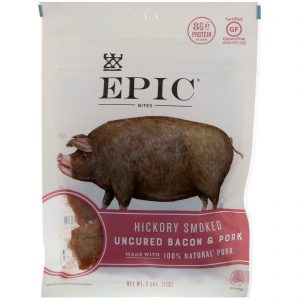 Epic Bar, Petiscos, Bacon e carne de porco não curados, defumado em nogueira, 2.5 oz (71 g)