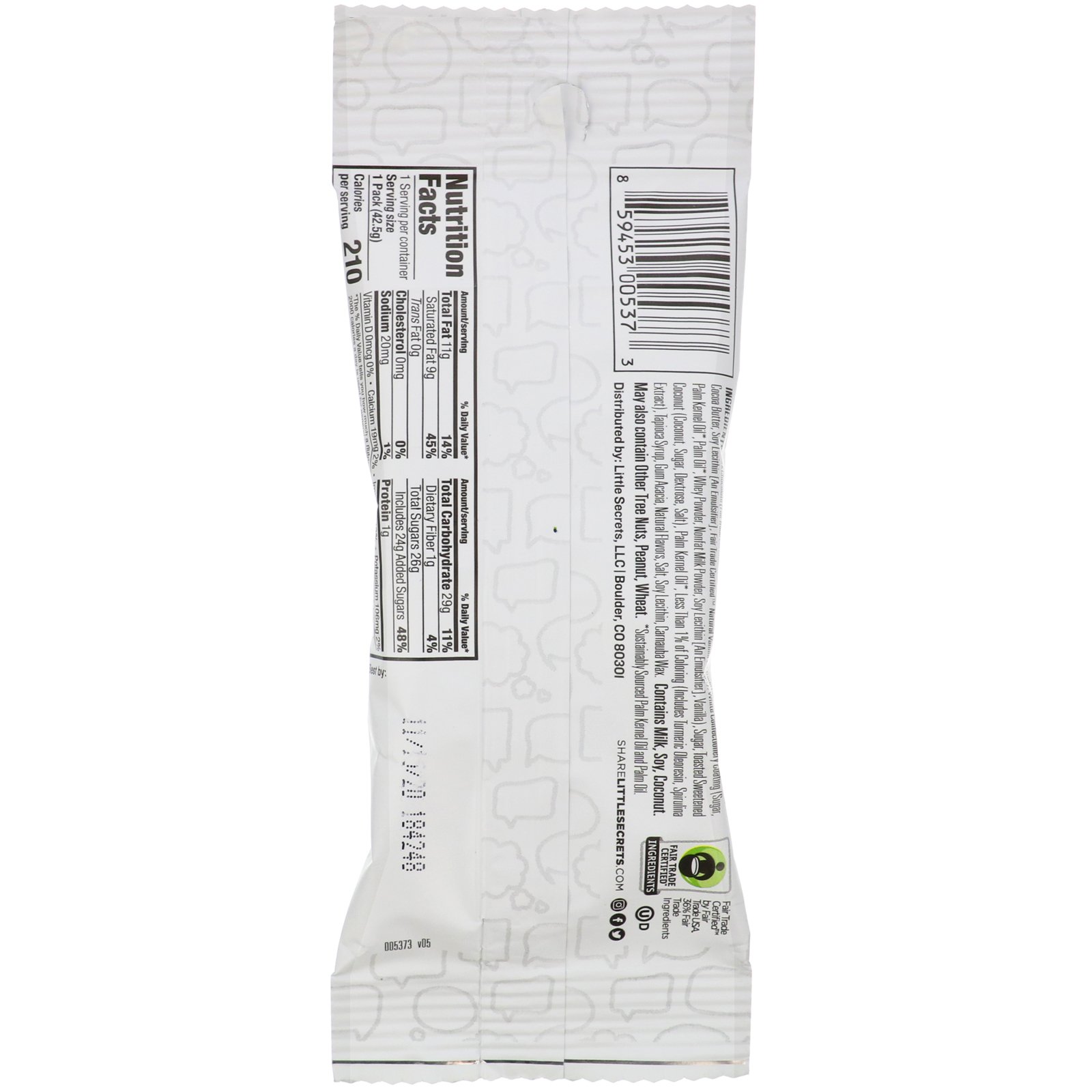 Little Secrets, Dark Chocolate Pieces, Toasted Coconut, 1.5 oz (42.5 g) - Imagem 2