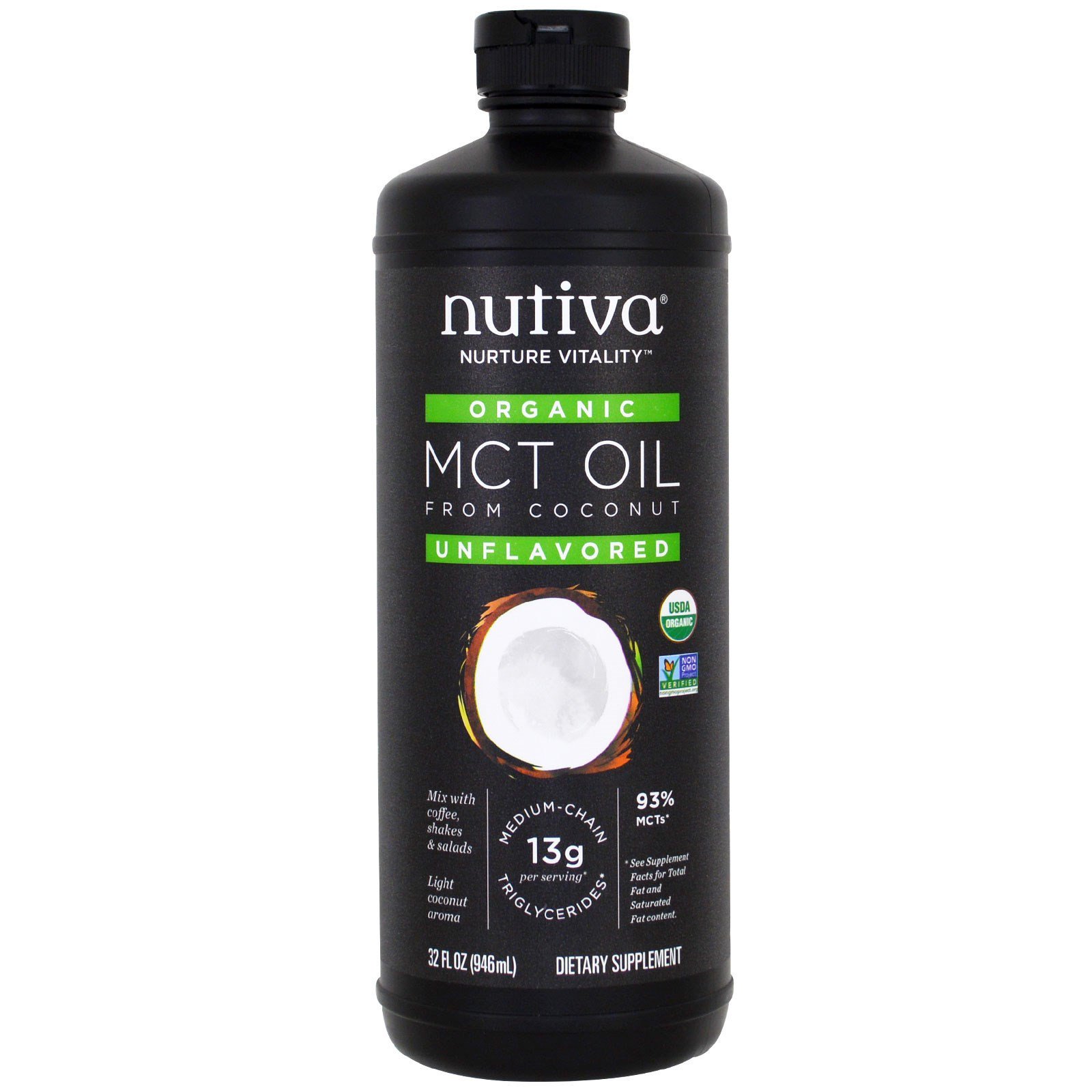 Nutiva, Óleo TCM Orgânico de Coco, Sem Sabor, 946 ml (32 fl oz)