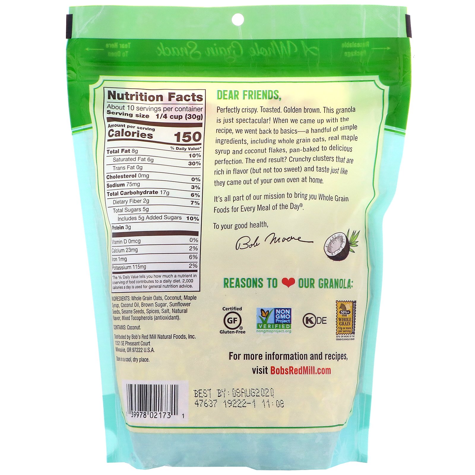 Bob's Red Mill, Granola Assada, Tempero de Coco, 312 g (11 oz) - Imagem 2