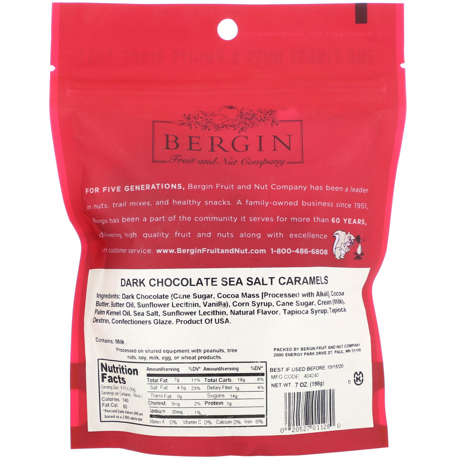Bergin Fruit and Nut Company, Caramelos de Sal Marinho e Chocolate Amargo, 198 g (7 oz) - Imagem 2