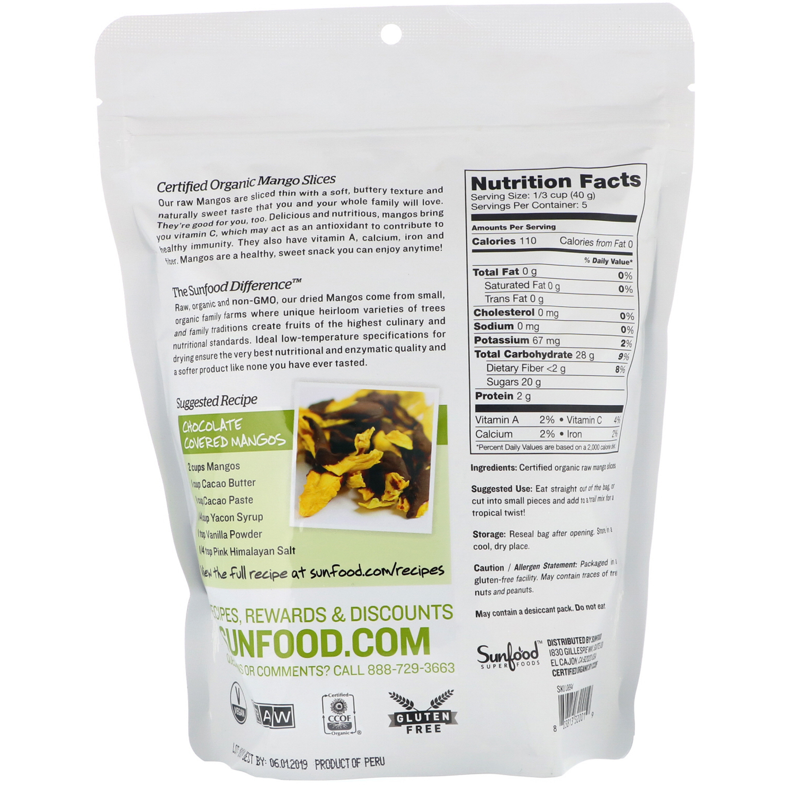 Sunfood, Raw Organic Mango Slices, 8 oz (227 g) - Imagem 2