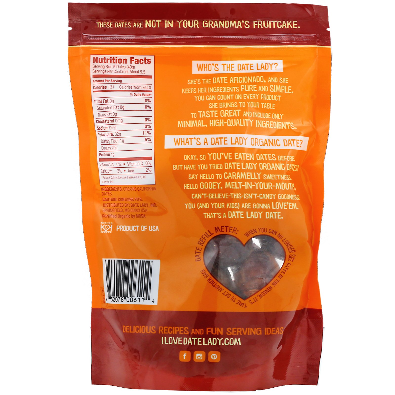 Date Lady , Tâmaras Orgânicas, 227 g (8 oz) - Imagem 2