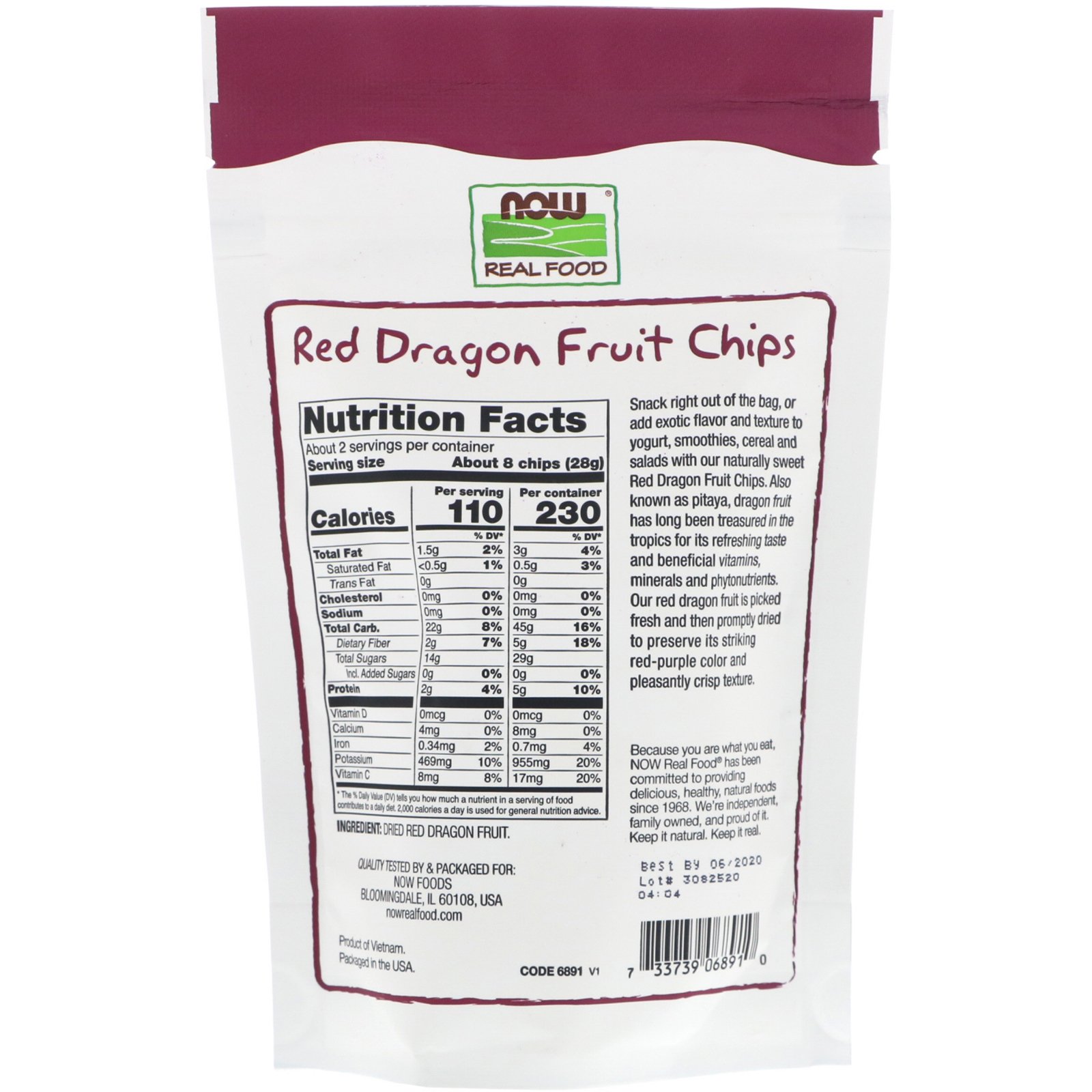 Now Foods, Real Foods, Chips de Pitaia Vermelha, 2 oz (57 g) - Imagem 2