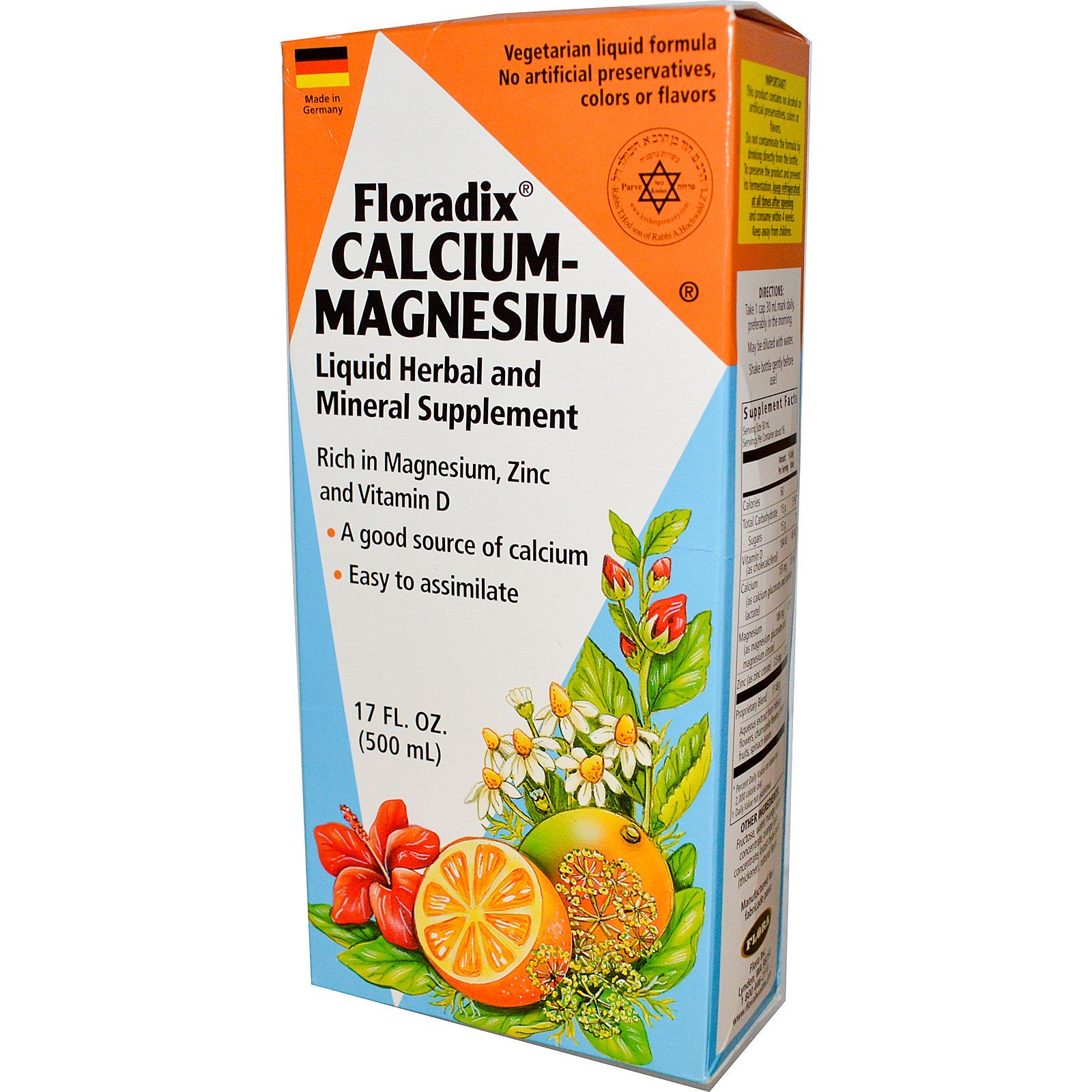 Flora, Floradix Cálcio-Magnésio, 17 fl oz (500 ml)